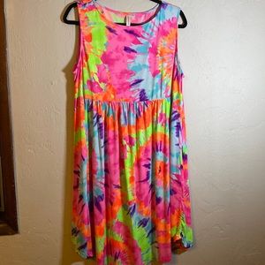 Tie dye knee length tank dress